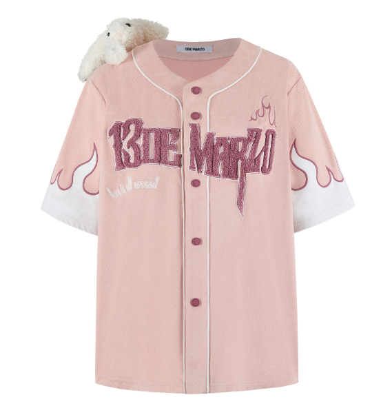 13 De Marzo Flame Baseball Shirt  Mauve Chalk