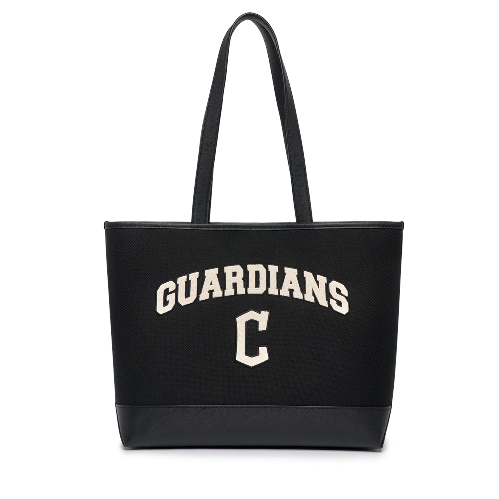 MLB Varsity Basic Canvas Large Shopping Bag Cleveland Guardians Black 3AORL103N-45BKS