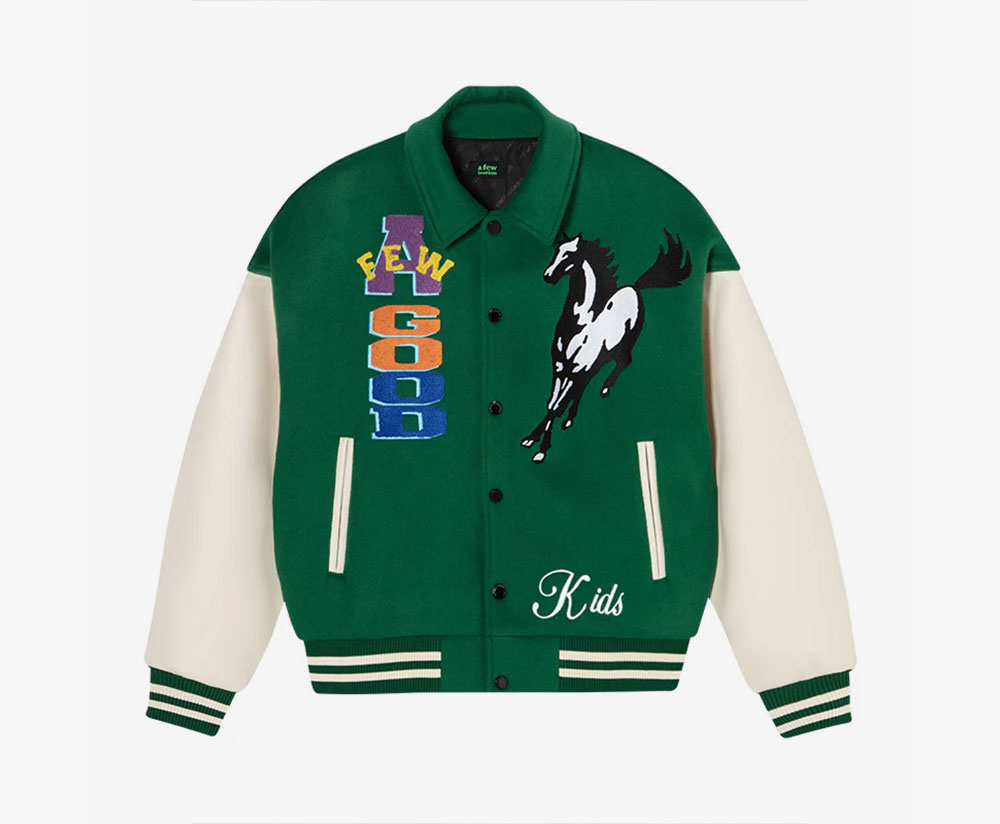 Doncare(AFGK) Horse Logo Varsity Jacket 'Green White'