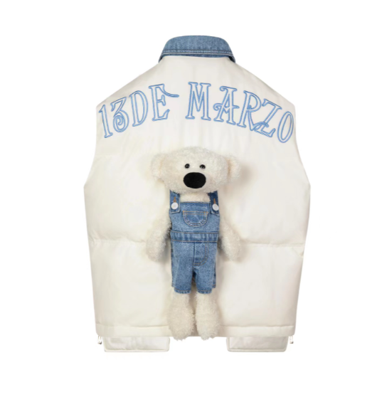 Áo 13 De Marzo Denim Bear Della Robbia Blue Down Vest
