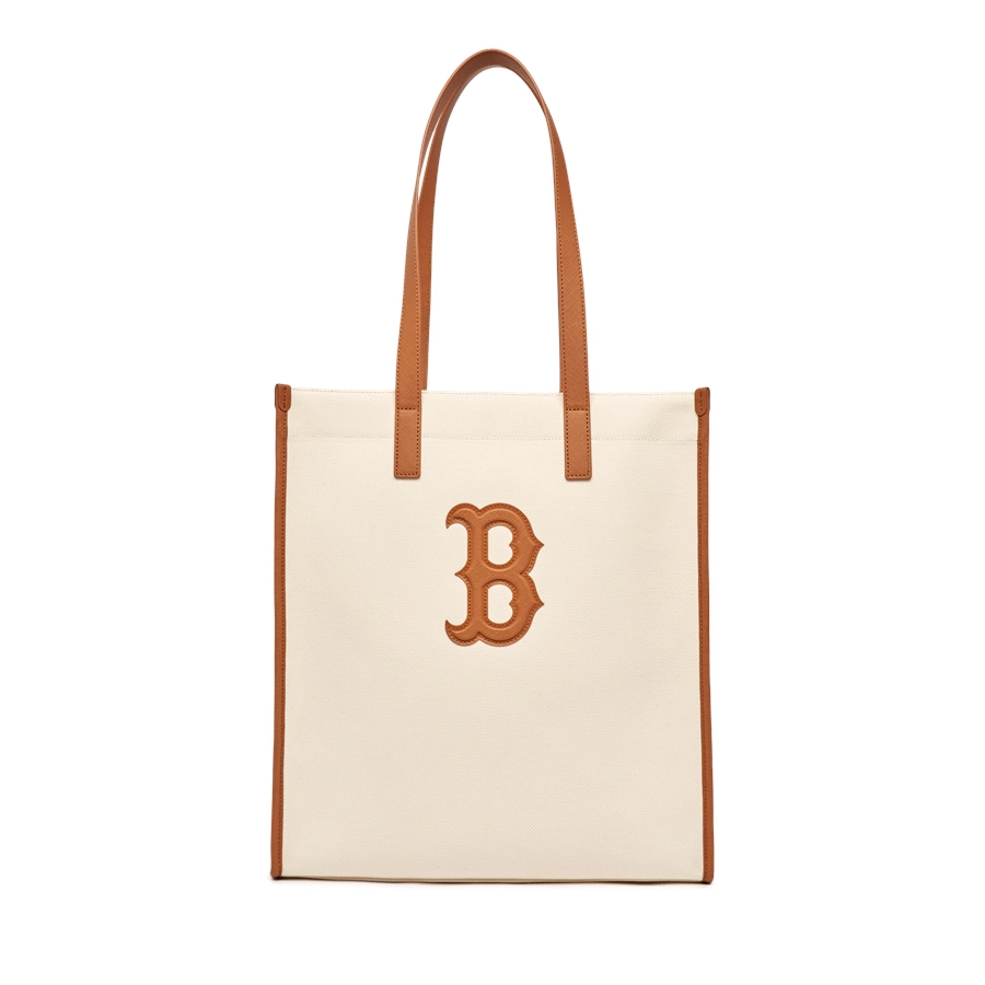 MLB Basic Canvas Vertical Tote Bag Boston Red Sox Cream 3AORM033N-43CRS.